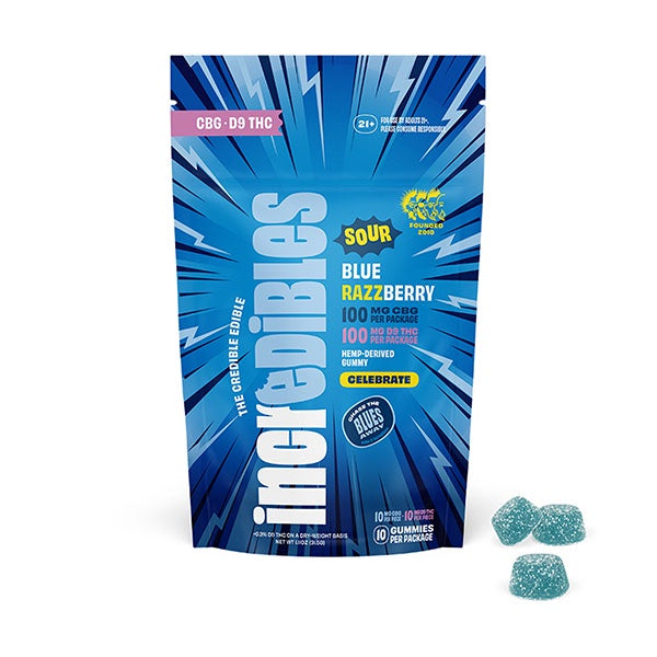 Incredibles Sour Blue Raspberry D9 Gummies | 10ct (100mg)